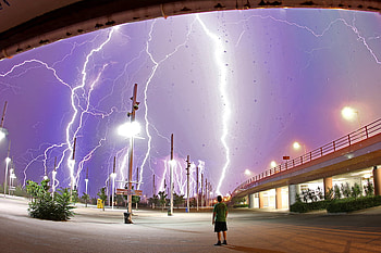 thunders, purple, lightening, forces, sky, nature HD wallpaper