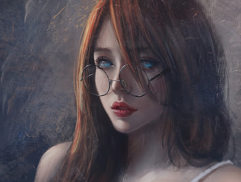 Girl, z ed, trungbui42art, elf, zed, zedart, fantasy, glasses, face, gorl, luminos HD wallpaper