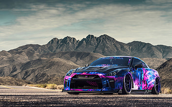 Nissan GT-R, sports coupe, GT-R tuning, Japanese sports cars, GT-R R35, purple GT-R, Nissan HD wallpaper