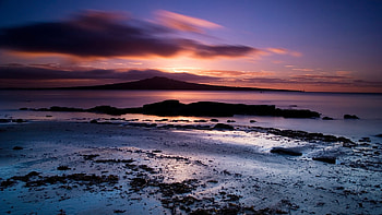 Sunset Bay, sea, shore, sky, sunset, beach HD wallpaper