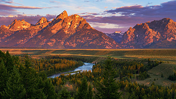 Grand Teton National Park, Wyoming, landscape, USA, trees, sky, River HD wallpaper