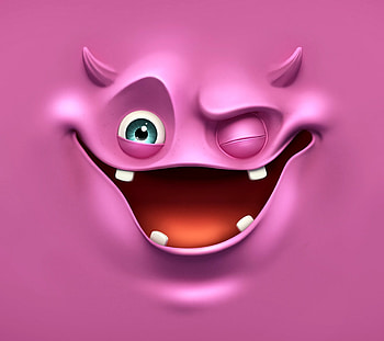 crazy face, devil, face, pink, one eyed HD wallpaper