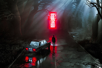 Man and car, fantasy, art HD wallpaper