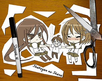Shana Cut-Outs, scissors, sharpie, cutouts, anime, shakugan no shana, paper HD wallpaper