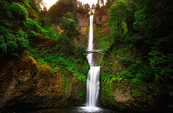 Nature, Usa, Waterfall, Bridge, United States, Oregon, Gorge, Multnomah HD wallpaper