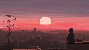 Anime Sunset Serenity: Bliss, Anime, sunset, anime sunset HD wallpaper