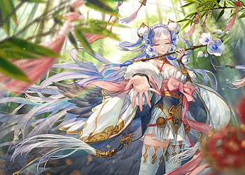 Flute singer, instrument, oohhya, flute, anime, fantasy, girl, manga HD wallpaper