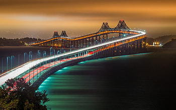 Long Exposure, graphy, lights, bridges, vehicles HD wallpaper