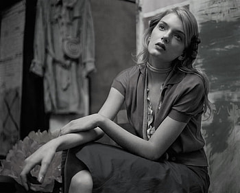 PORTRAIT, blonde, graphy, bw, woman, beauty HD wallpaper