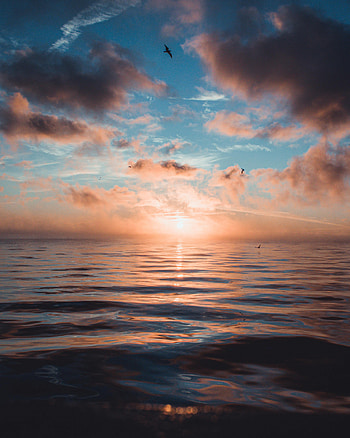 Nature, Sky, Sun, Waves, Horizon HD phone wallpaper