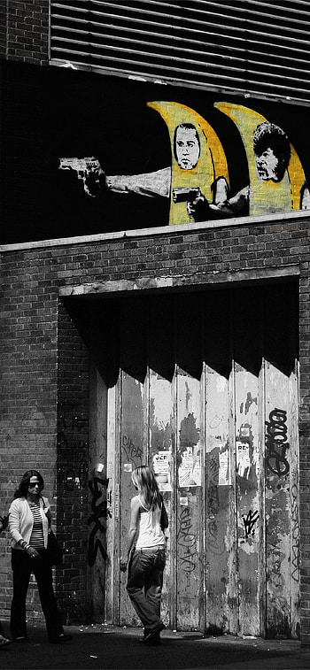 Banksy, High-resolution art , Pulp fiction inspired, Edgy visuals HD phone wallpaper