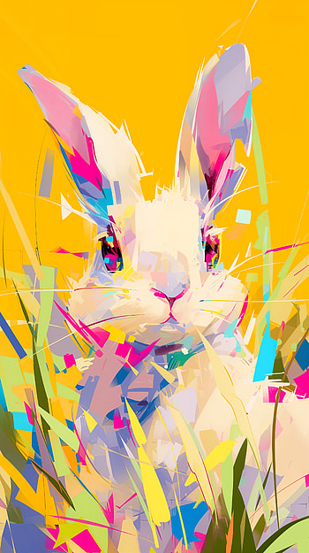 Vibrant Easter Bunny , easter bunny, rabbit, illustration, colorful, nature HD phone wallpaper
