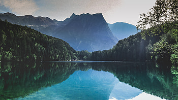 Mountains Lake Reflection , lake, reflection, mountains, nature, sky, trees HD wallpaper