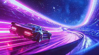 Dynamic Race Car in : Speed Through the Neon Galaxy, vehicle, car, racing, race car, neon HD wallpaper