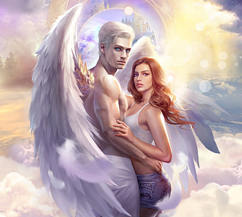 Fantasy couple, wings, fantasy, man, cheng huang, couple, girl, angel HD wallpaper