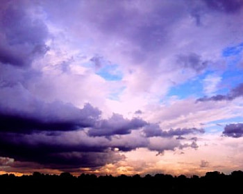 EVENING SKY, landscapes, purple, skies, sunsets, clouds, nightfall, silouettes HD wallpaper