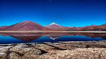 Llullaillaco Volcano, Salta, Argentina, sky, rocks, water, lake, reflections HD wallpaper