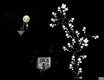meodeghetne, full moon, happy, sisters cat, miss you HD wallpaper
