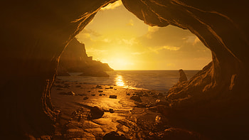 ARK: Cave Sunset Vista, video game, ARK: Survival Ascended HD wallpaper