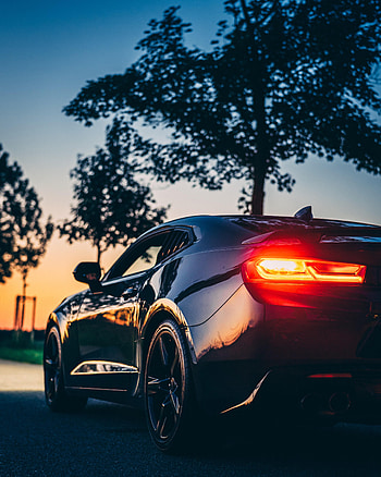 Sunset, Chevrolet, Cars, Lights, Shine, Light, Car, Lanterns, Chevrolet Camaro HD phone wallpaper