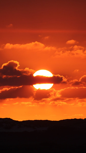 Silhouette sunset, Cloudy skies, Serene reflection, Graceful beauty HD phone wallpaper