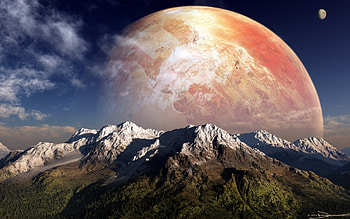 serenity, science fiction, nature, moon, mountain HD wallpaper