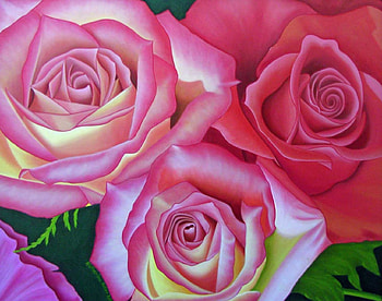Roses Aglow, flowers, roses, art HD wallpaper