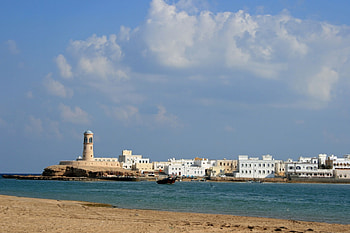Musanden Oman, lighthouse, james storey, sand, sky, oman, beach HD wallpaper