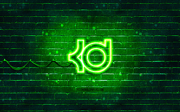 Kevin Durant green logo, , green brickwall, Kevin Durant logo, basketball stars, Kevin Durant neon logo, Kevin Durant HD wallpaper