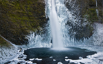 Nature, Ice, Waterfall, Moss, Cold HD wallpaper