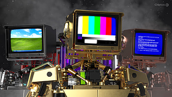 Chiptos X 3D Robot CRT TV Head Monitor NFT Background HD wallpaper