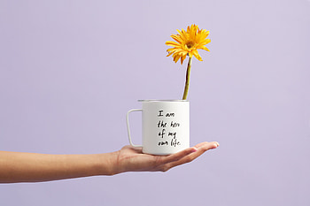 Flower, Words, Hand, Cup, Inscription, Motivation, Mug, Self-Affirmation HD wallpaper