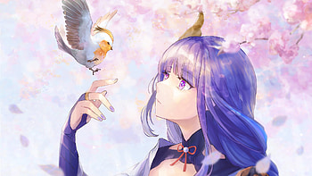 Baal Raiden Shogun With Bird Genshin Impact HD wallpaper