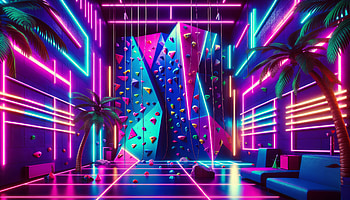 Futuristic Neon Indoor Climbing Gym -, indoor climbing, neon lights, vibrant colors, modern design HD wallpaper
