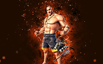 Beach Brutus, , brown neon lights, Fortnite Battle Royale, Fortnite characters, Beach Brutus Skin, Fortnite, Beach Brutus Fortnite HD wallpaper
