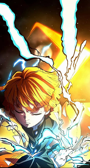 Zenitsu, electric blue, art HD phone wallpaper