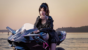 Cool Asian Girl On Ninja H2r, biker, girls, artist, artwork, digital-art, artstation, kawasaki-ninja-h2r, kawasaki-ninja, bikes HD wallpaper
