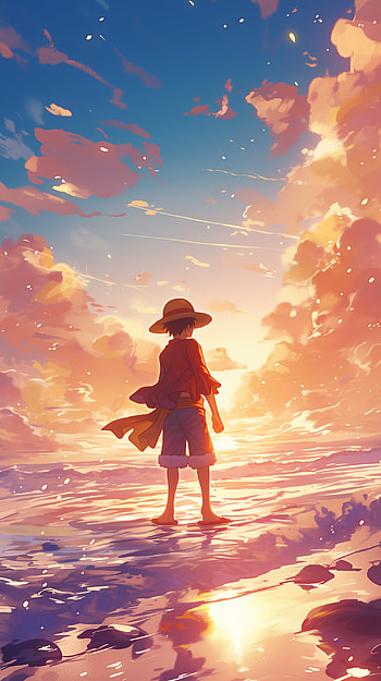 Monkey D. Luffy Sunset Silhouette - One Piece Anime, Anime, One Piece, Monkey D. Luffy HD phone wallpaper