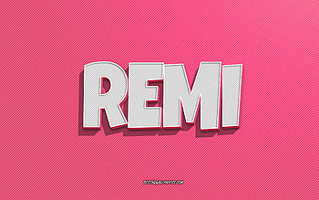 Remi, pink lines background, with names, Remi name, female names, Remi greeting card, line art, with Remi name HD wallpaper