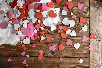 Hearts, Love, Multicolored, Motley, Table, Fur HD wallpaper