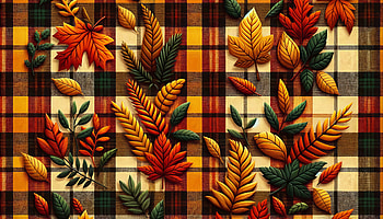 Flannel Background Pattern with Autumn Leaves, flannel, leaf, Autumn, plaid, pattern HD wallpaper