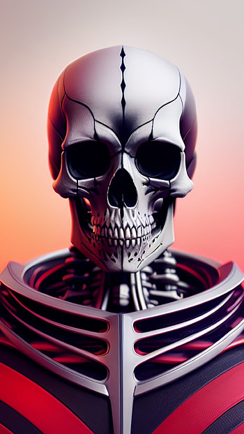 Skeleton red, AI Art, skull, bones HD phone wallpaper