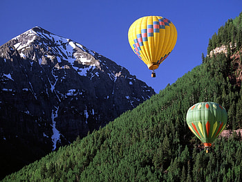 Landscape, Mountains, Balloons HD wallpaper