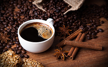 Cinnamon vibes, Coffee bean aroma, Clove spice, Sunflower seed crunch HD wallpaper