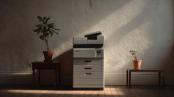 copier with Minimalist Sunlit Setting, indoor plants, minimalist, workspace HD wallpaper