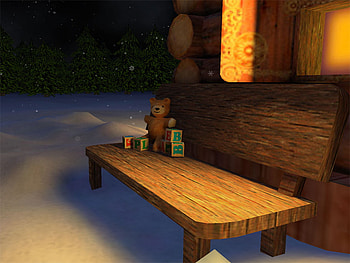 Waiting for a Child, winter, bench, teddy, christmas, house, blocks HD wallpaper