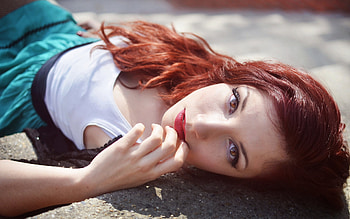Beauty, model, eyes, face, redhead, girl, woman HD wallpaper