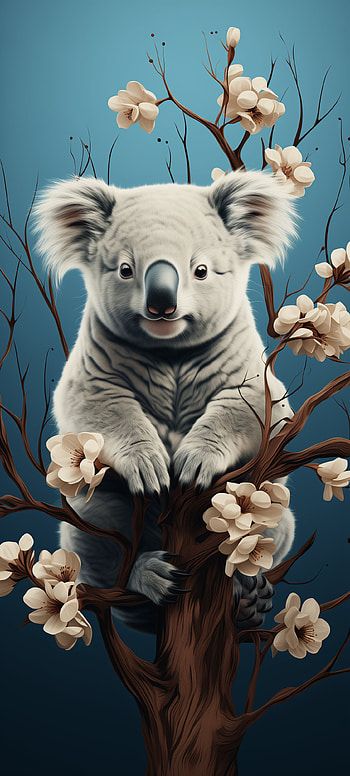 Cute Koala on Blossom Tree - Mobile, Animal HD phone wallpaper