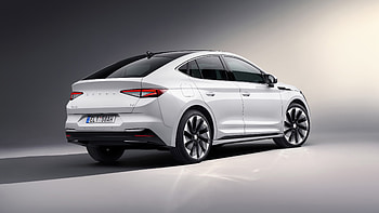 White Skoda Enyaq Coupe IV 2022 2 Cars HD wallpaper
