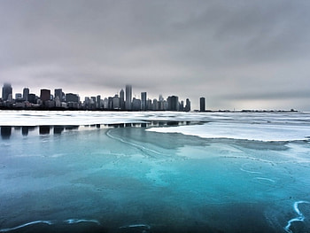 ice city lake , city, lake, ice HD wallpaper